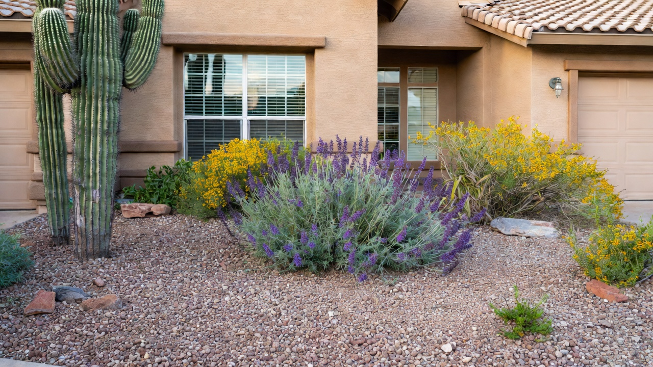 Attractive desert landscaping for curb appeal on a vacant Arizona property